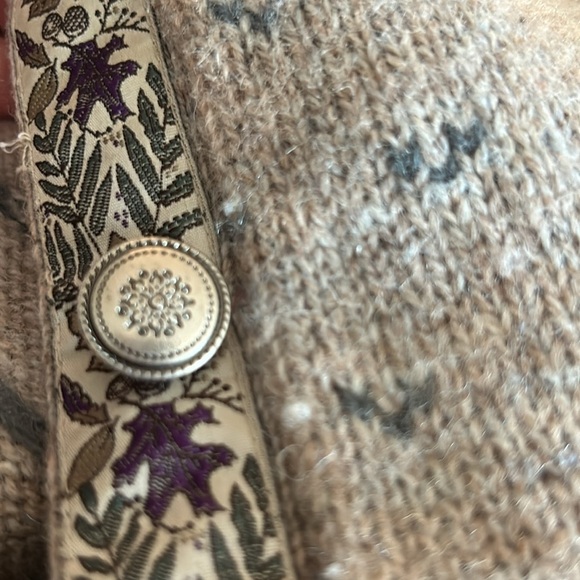 Woolrich Vintage Wool Cardigan Handframed Women’s Size Large Fall leaf Trim - Picture 4 of 7